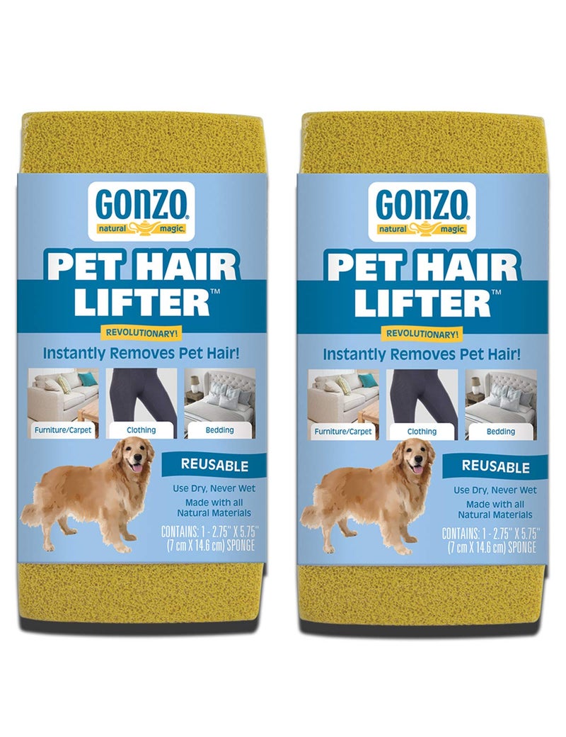 Gonzo Natural Magic Gonzo Pet Hair Remover - 2 Pack - Lift and Remove Dog, Cat and Other Pet Hair from Furniture, Carpet, Bedding and Clothing - Image 1
